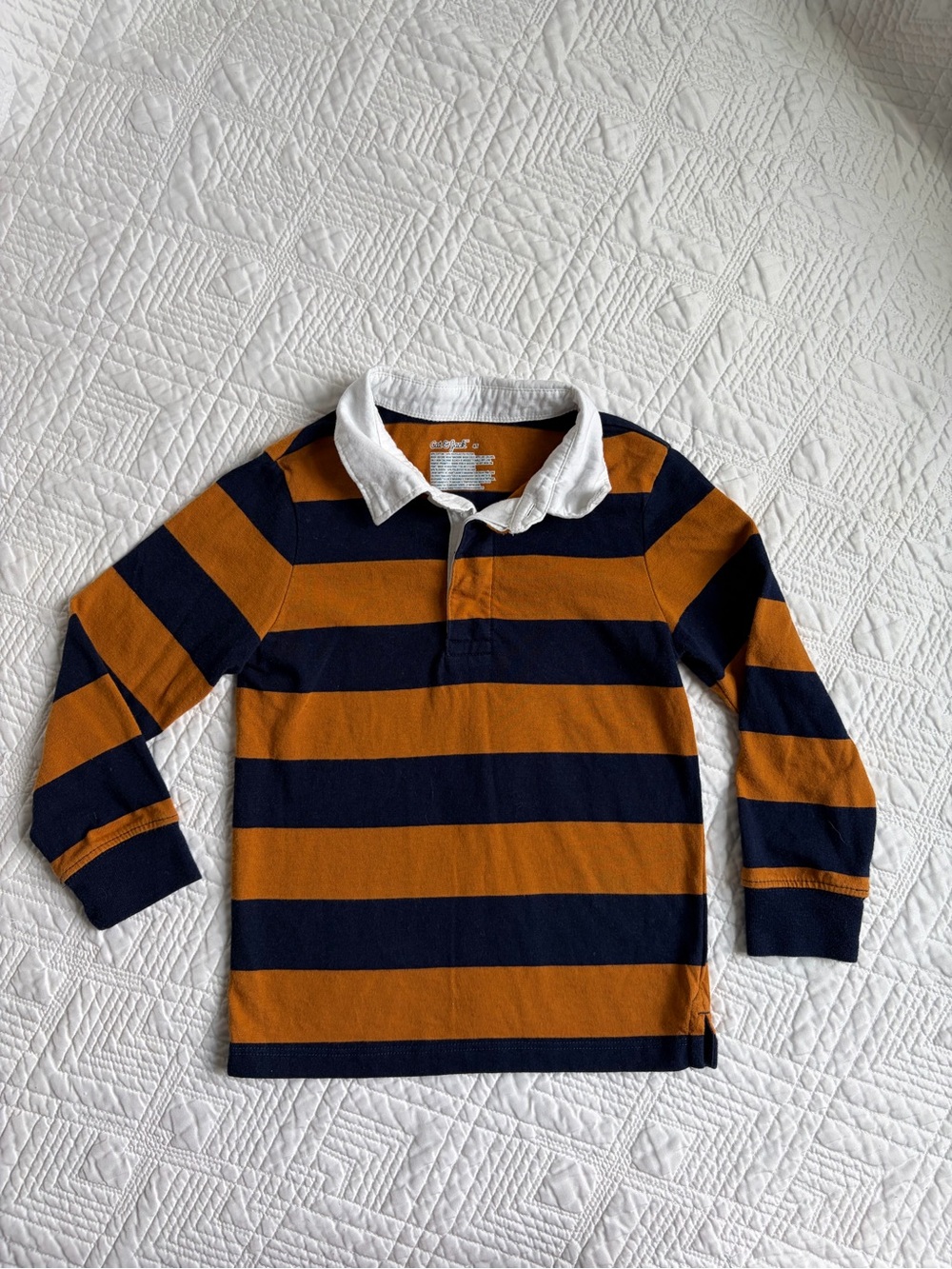 Cat & Jack Long-Sleeve Rugby Polo - Navy & Orange - Boys 4T